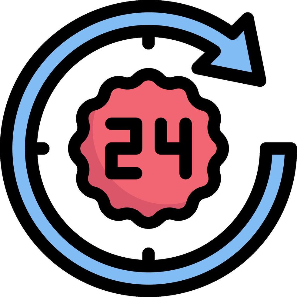 A clock with a 24 hour icon and a circle around it vector
