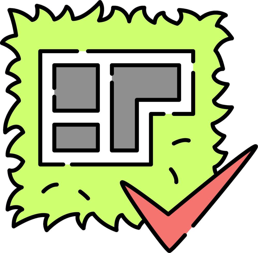 A green square with a check mark on it vector