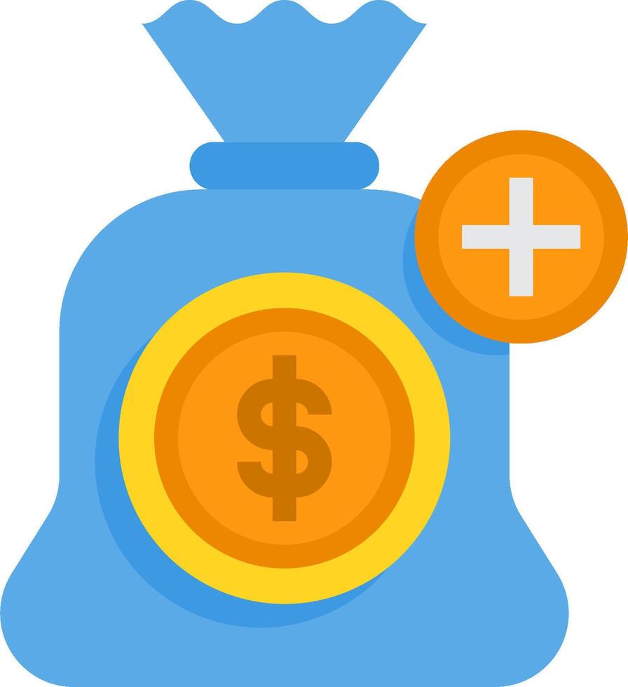 A money bag with a dollar sign and a plus sign vector