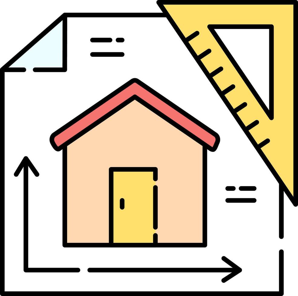 A house with a ruler and a ruler on top of it vector