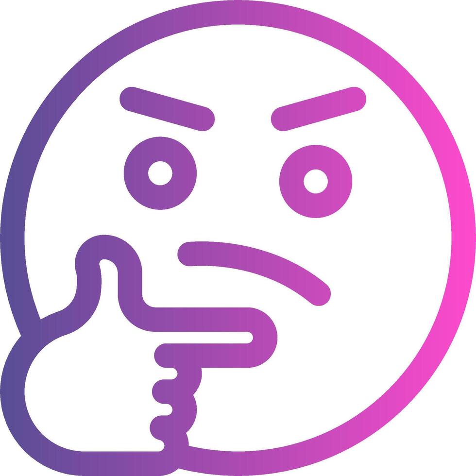 A purple and pink emoticor with a finger pointing vector