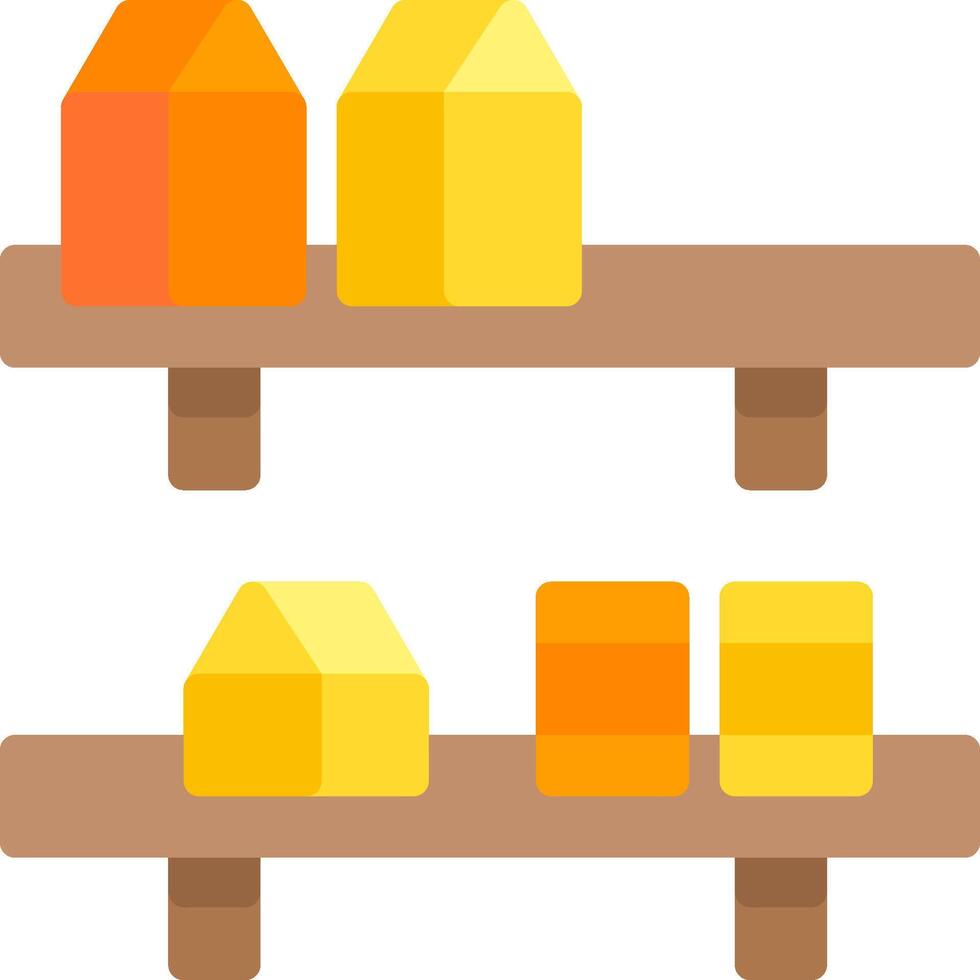 A shelf with orange and yellow blocks on it vector