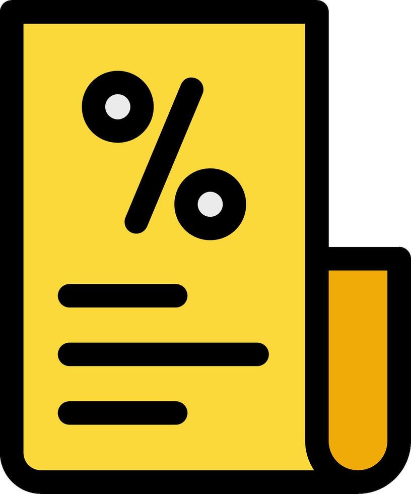 A yellow document with a percentage sign on it vector