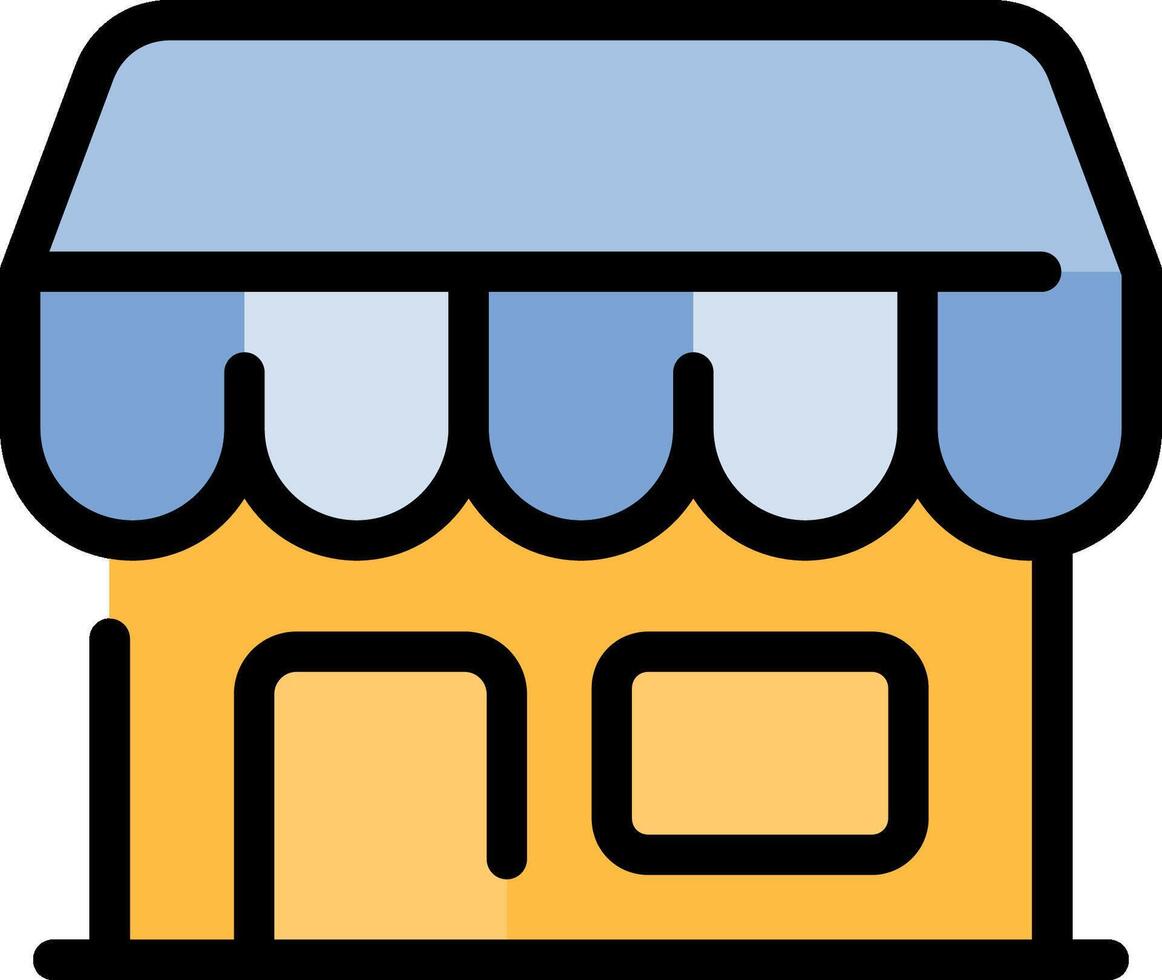 A small store icon with a blue awning vector