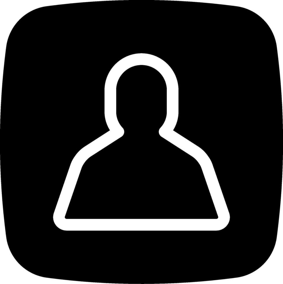 A black and white icon of a person with a white outline vector