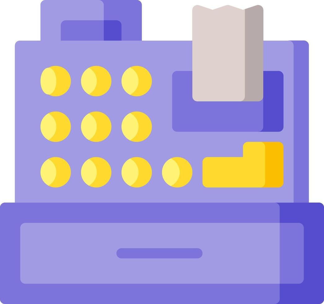 A purple cash register with coins on it vector