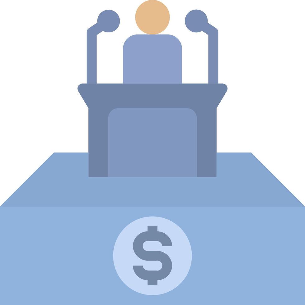 A podium with a dollar sign and a person standing behind it vector
