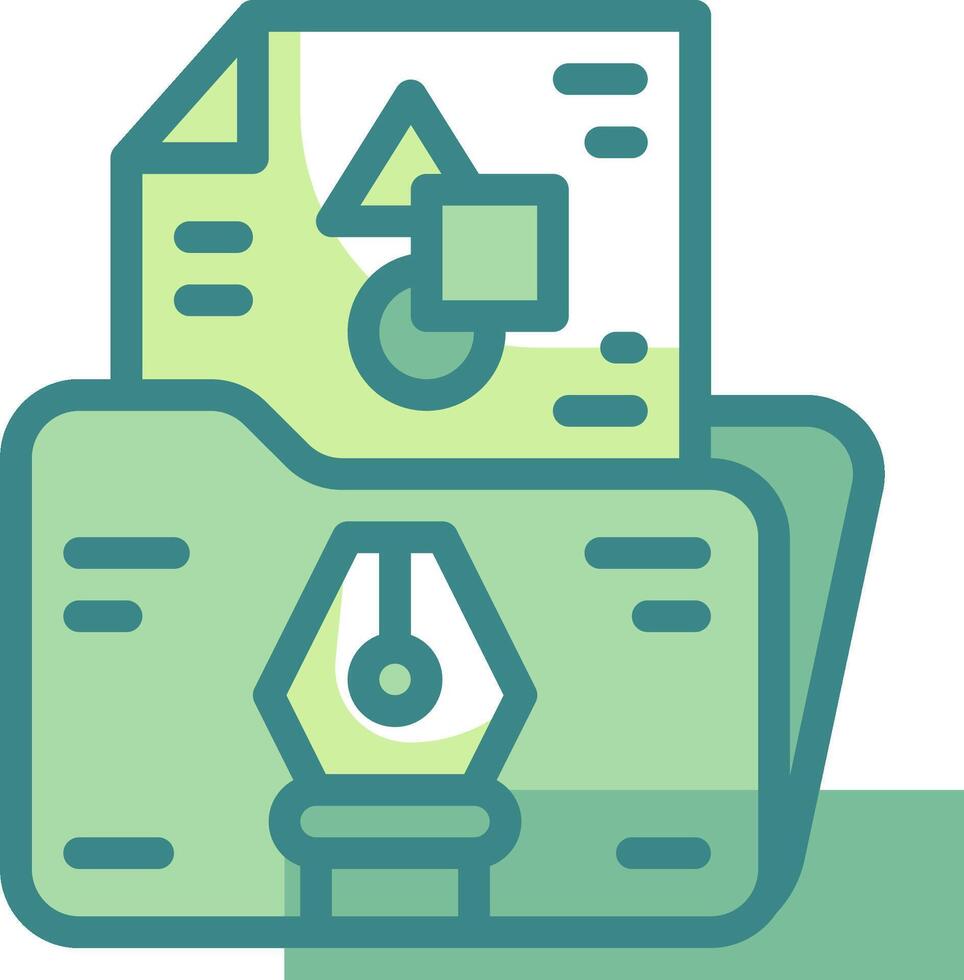 A green folder with a pen and paper vector