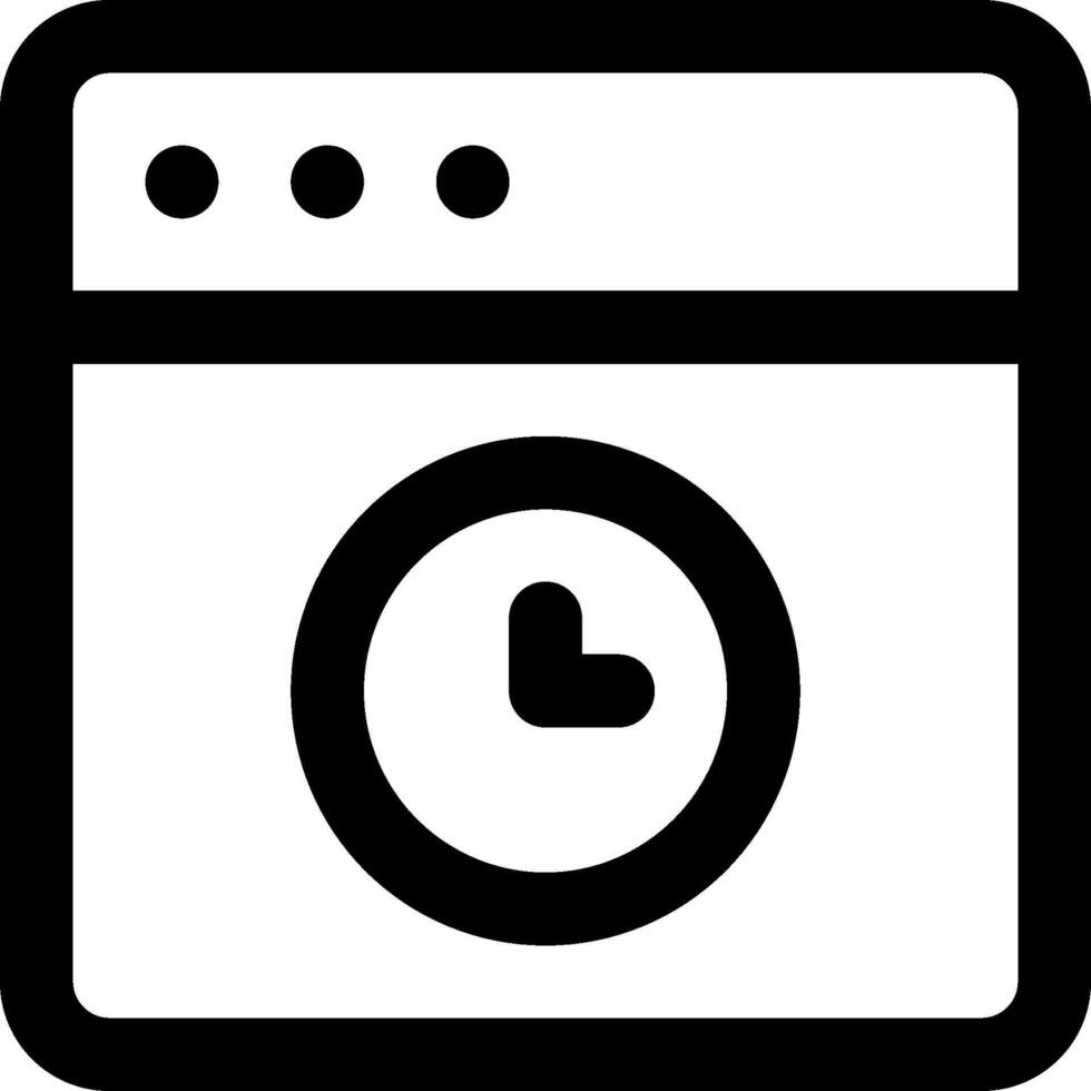 A black and white icon of a clock vector
