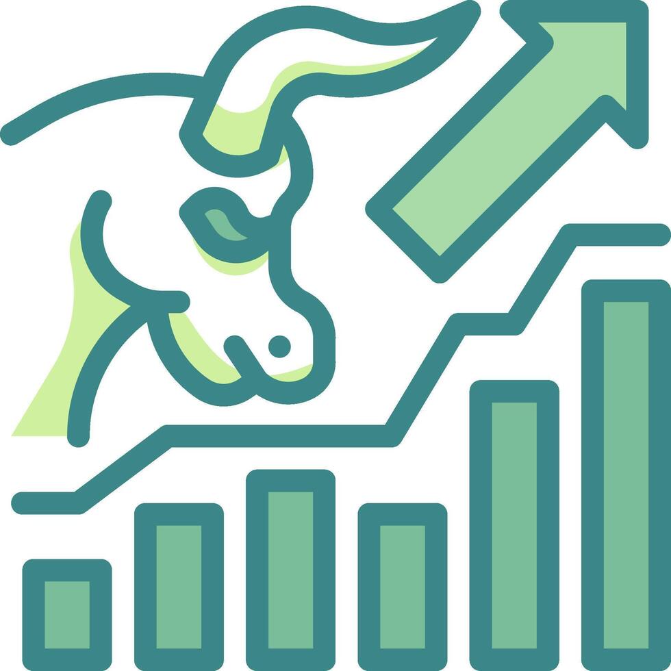 A bull is going up a chart with an arrow pointing down vector