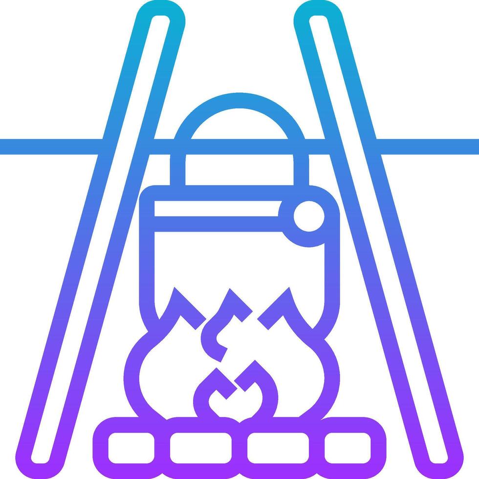 A blue and purple icon of a fire with a bucket vector