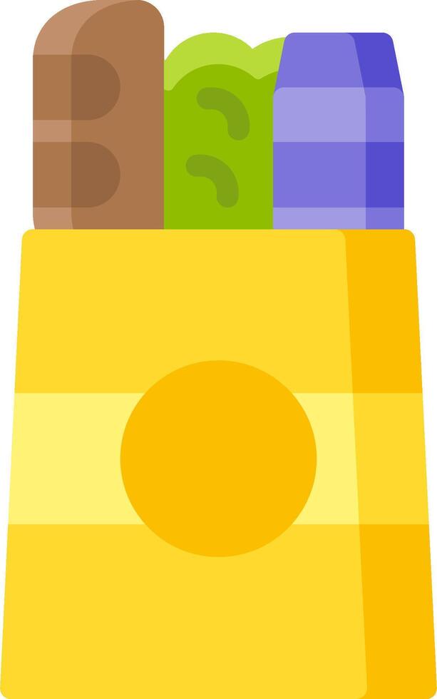 A yellow bag with a bunch of different items vector