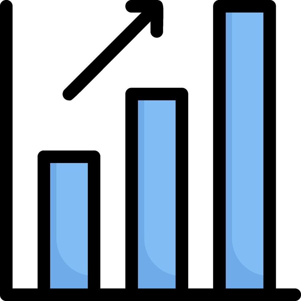 A bar chart with an arrow going up vector