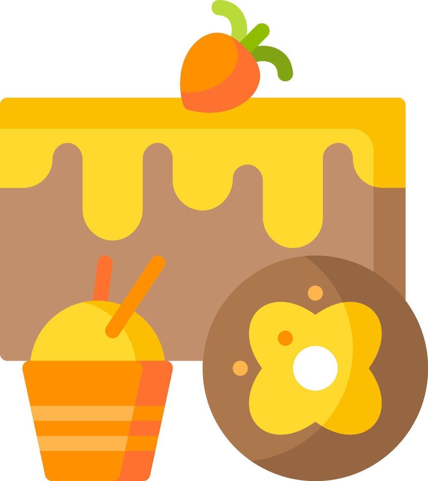 A cake, a donut and a cup of coffee vector