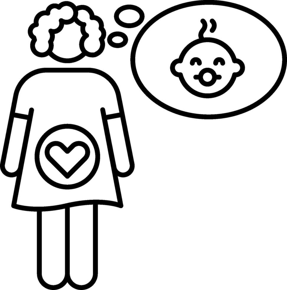 A woman with a baby in her belly and a thought bubble vector