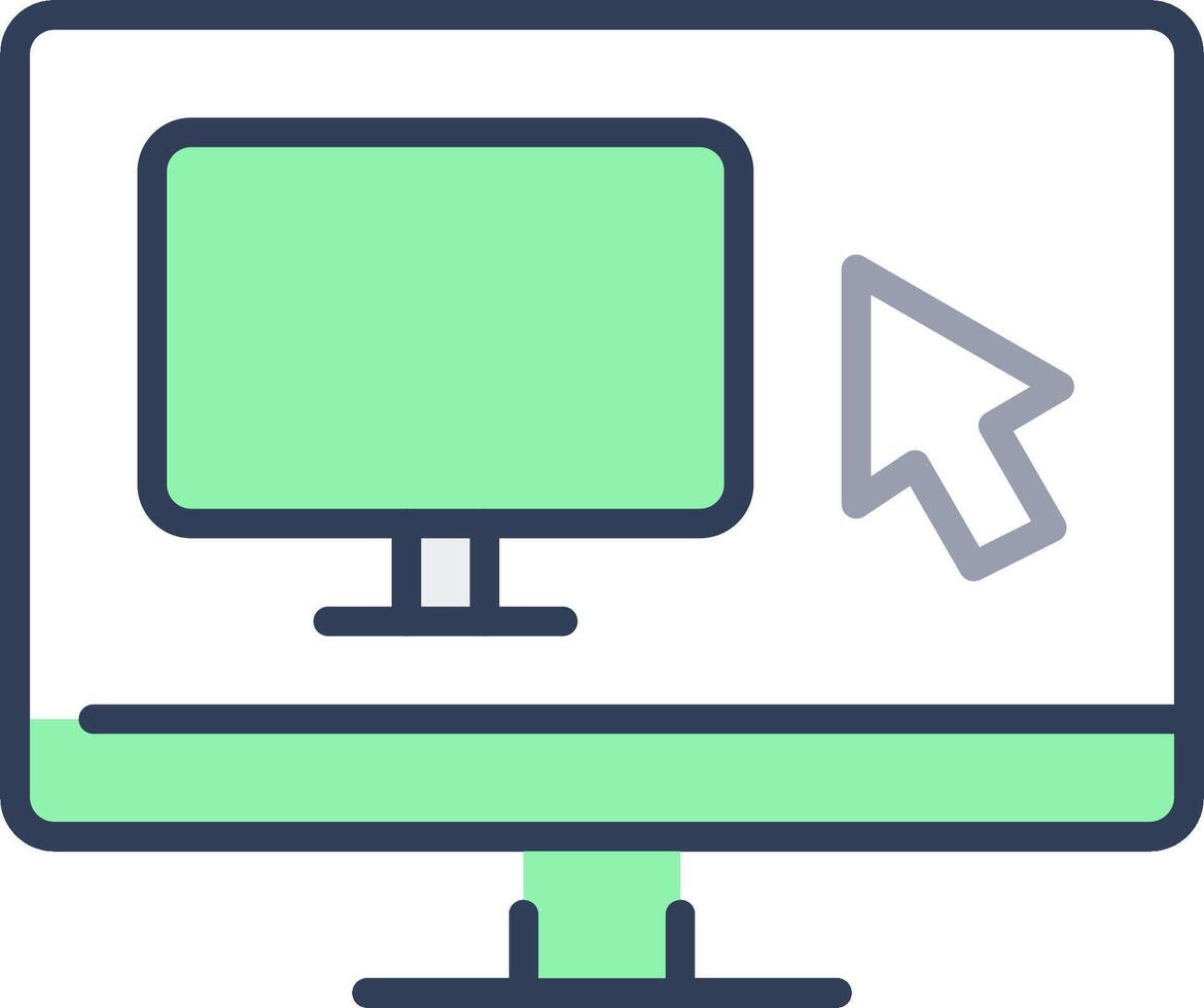 A computer monitor with a mouse and arrow pointing up vector