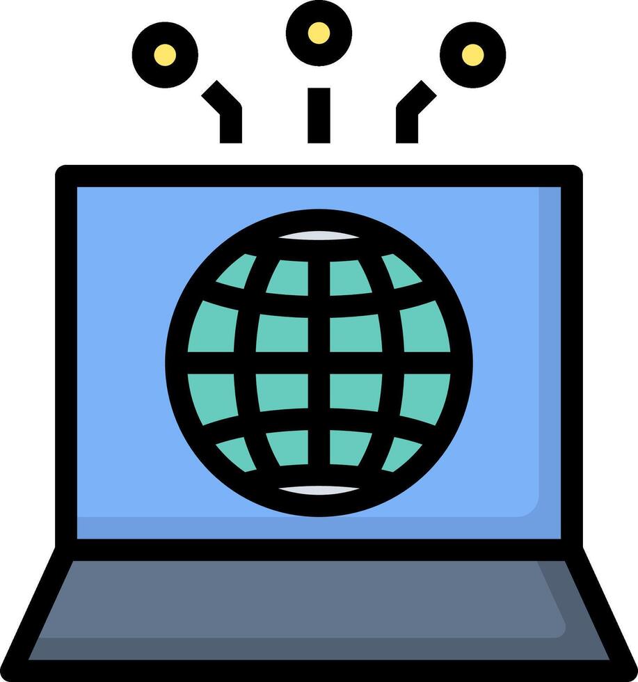 A laptop with a globe icon on it vector