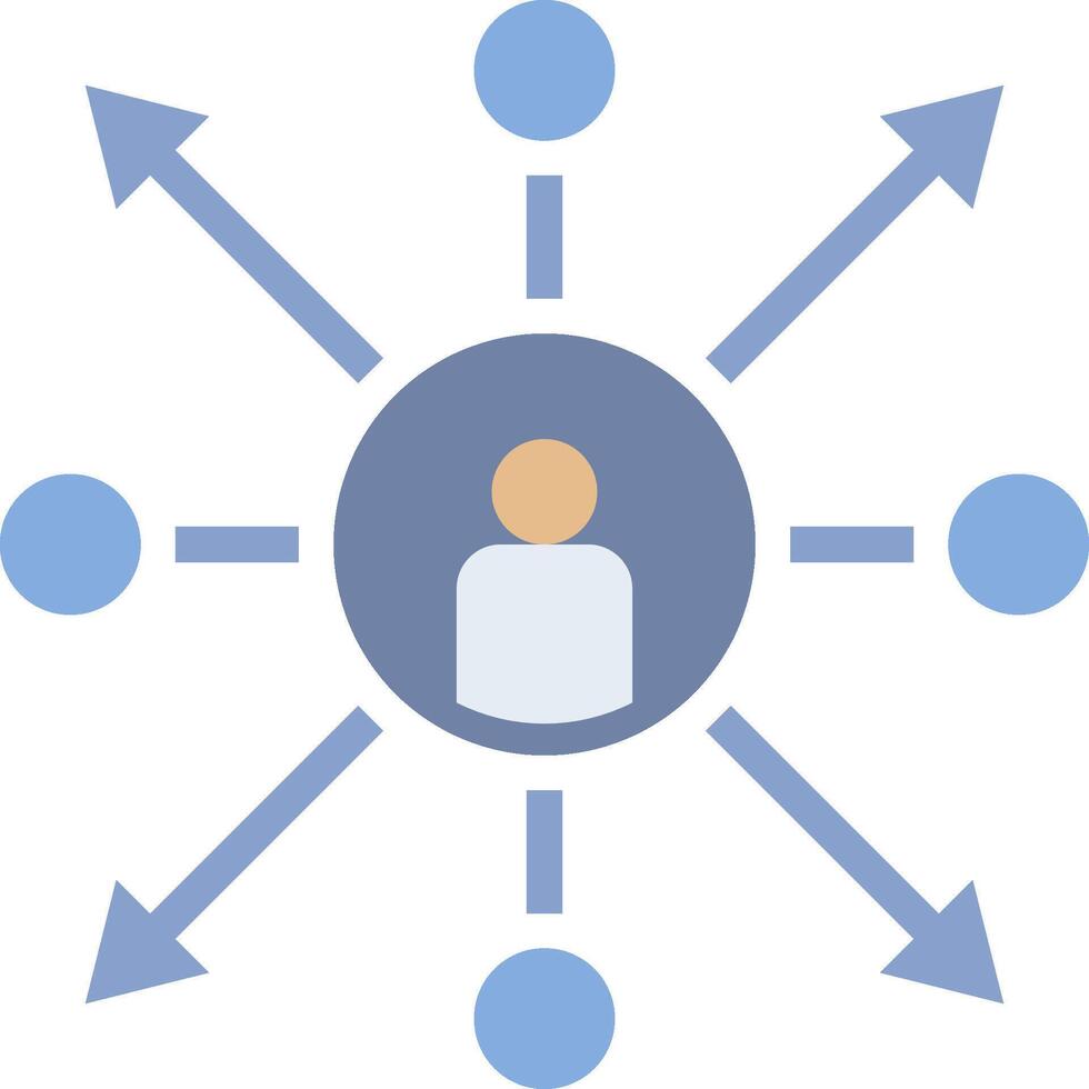 A circle with arrows pointing to a person vector