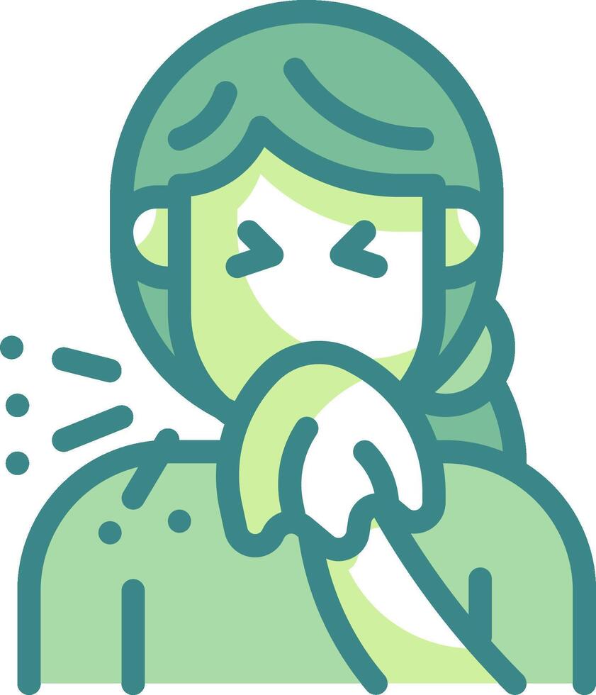 A woman with a cough and a green background vector