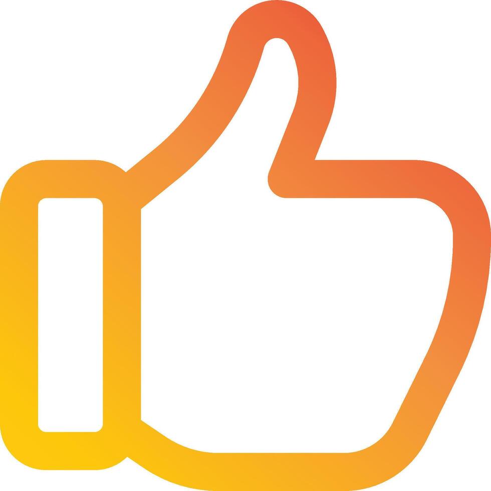 A yellow and orange thumb up icon vector