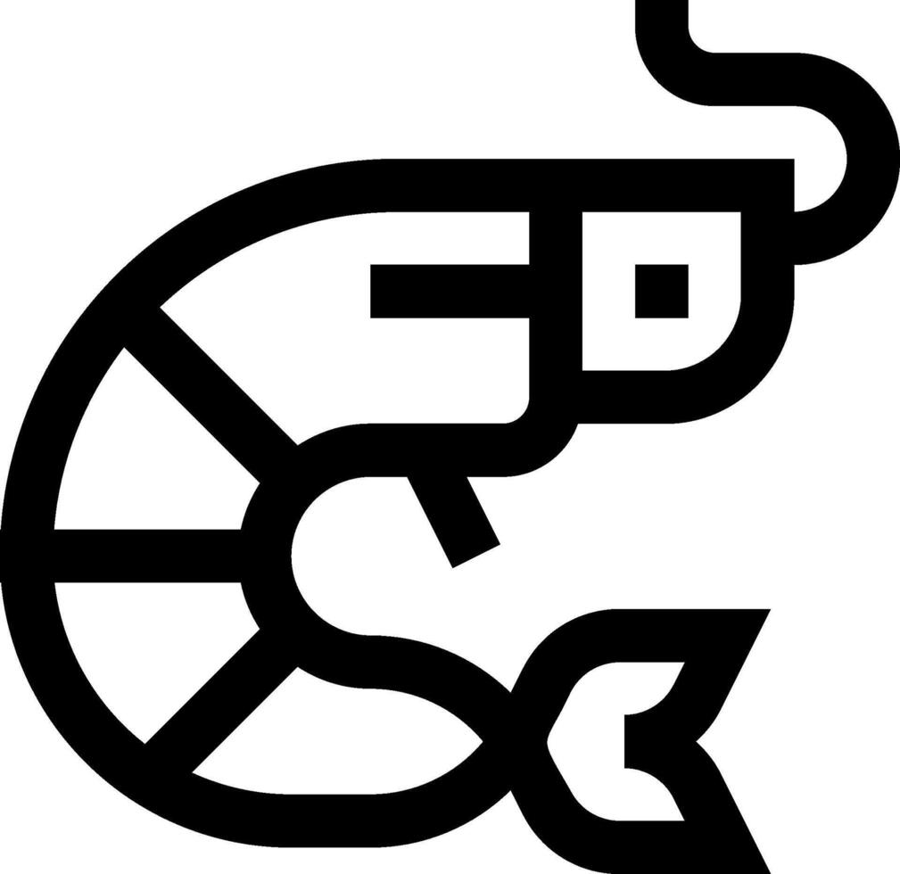 A black and white logo of a shrimp vector