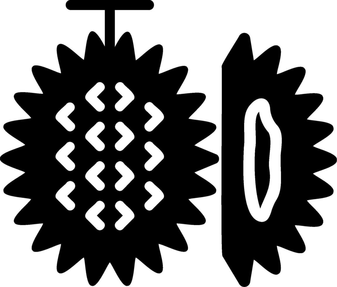 A black and white illustration of a durian fruit vector