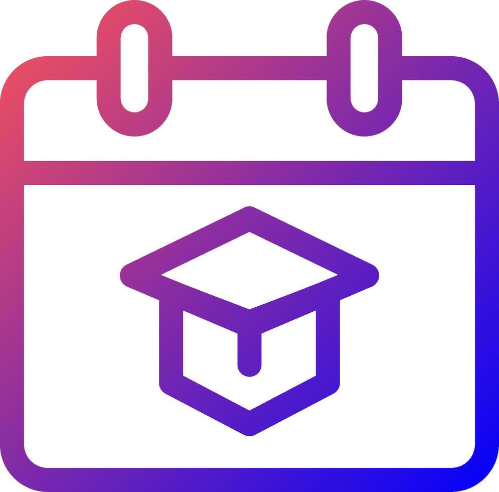 A calendar icon with a graduation cap on it vector