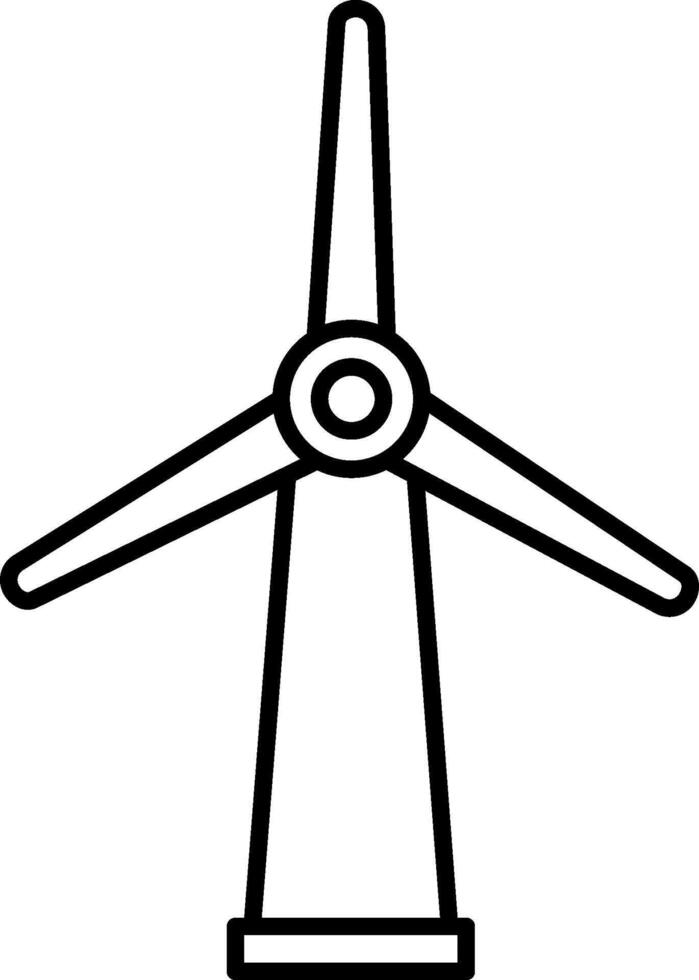 A wind turbine is shown in black and white vector