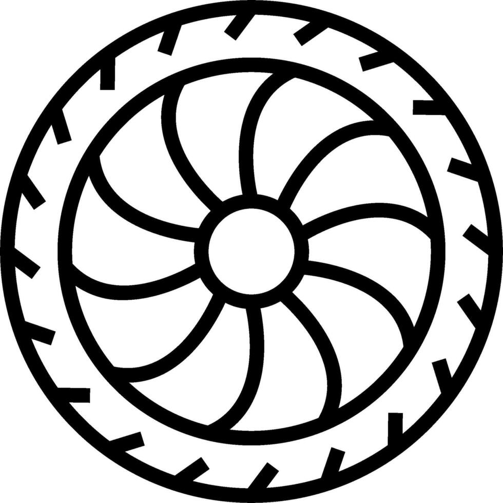 A black and white image of a wheel with a propeller vector