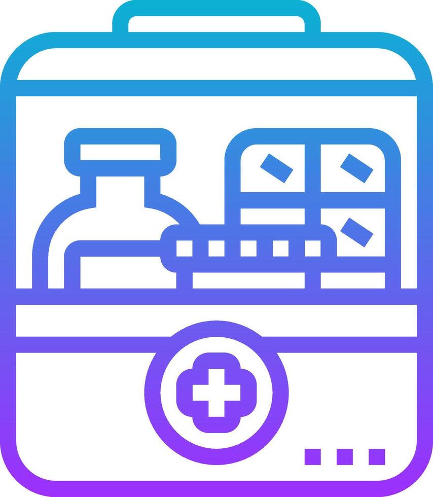 A medical kit with a box and a bottle vector