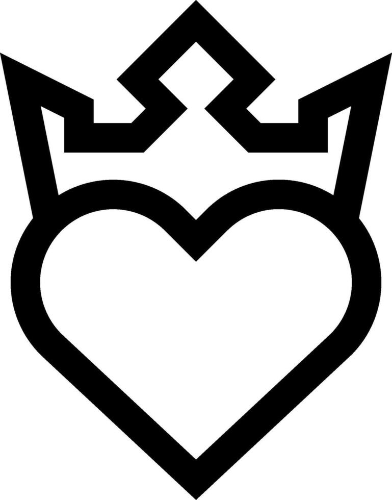 A black and white heart with a crown on it vector