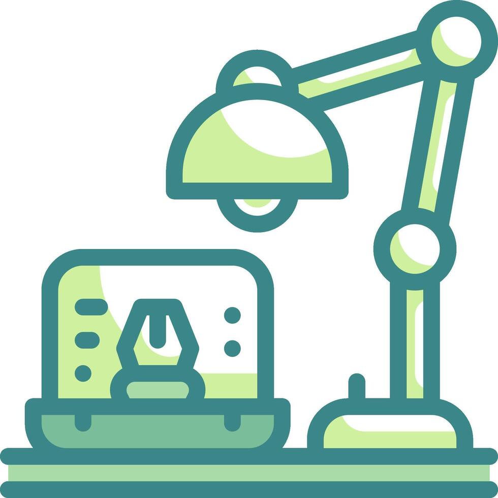 A lamp and computer on a desk vector
