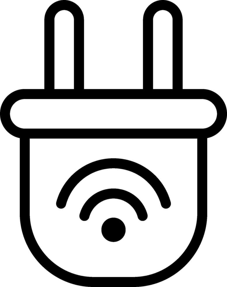 A black and white icon of a plug with wifi vector