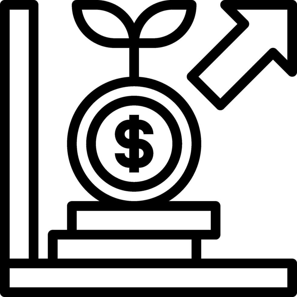A black and white icon of a money plant vector