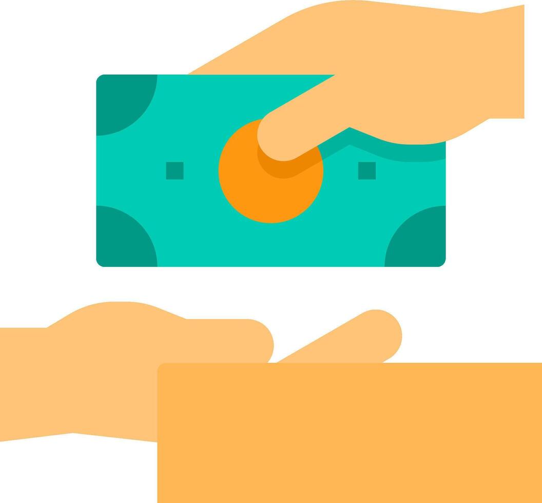 Hand giving money to another person vector