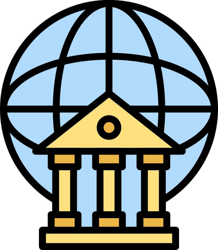 A globe with a building on top of it vector