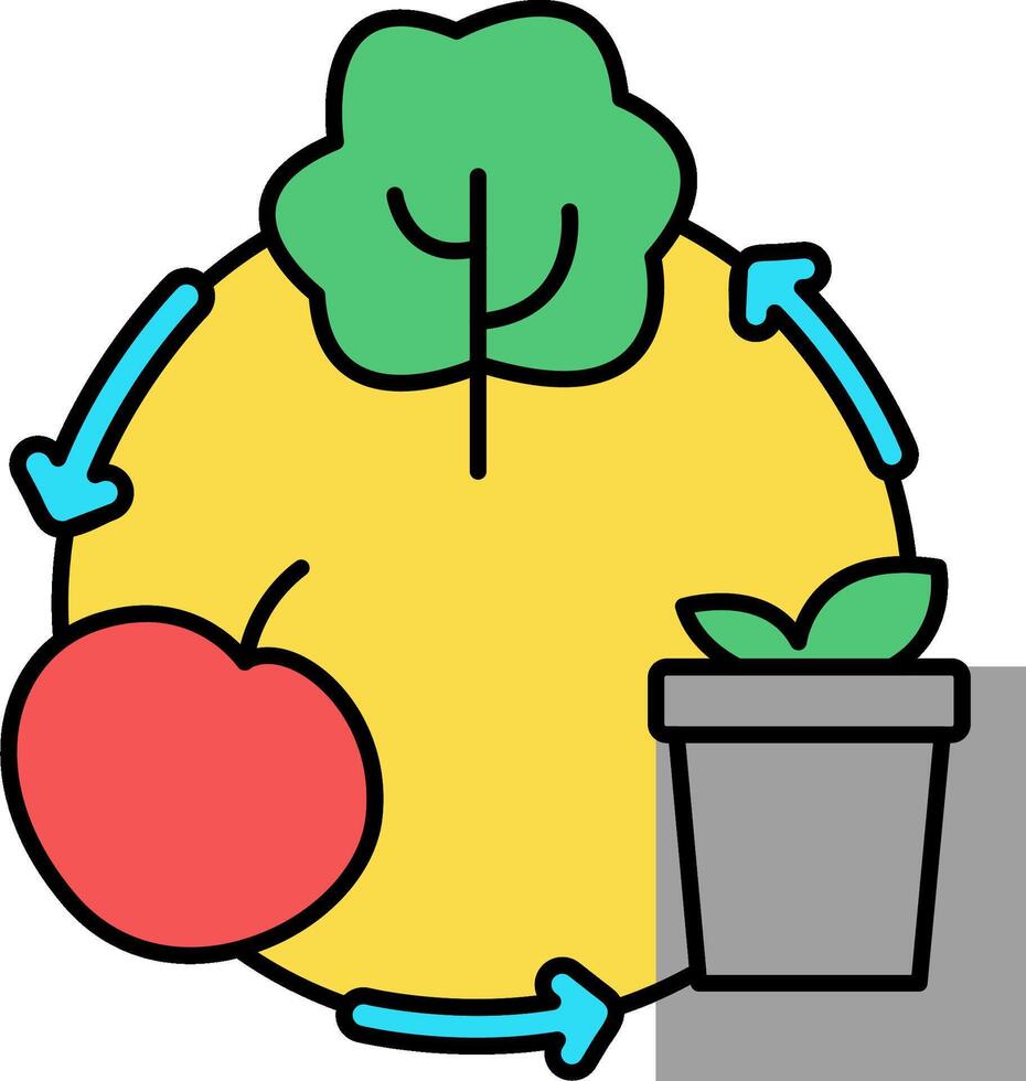 A cartoon illustration of a plant and an apple vector