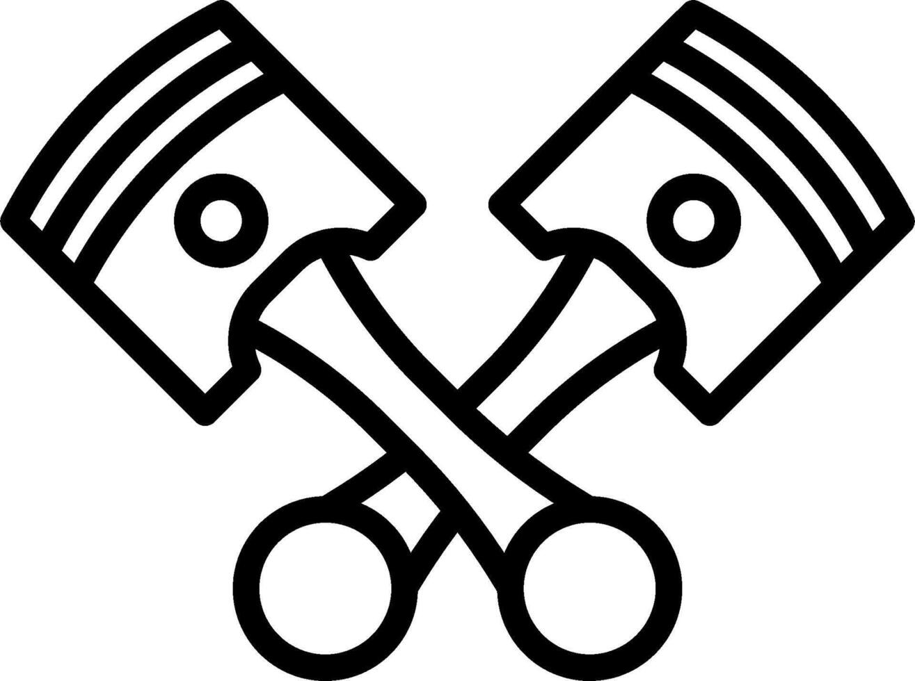 Two crossed pistons with a white background vector