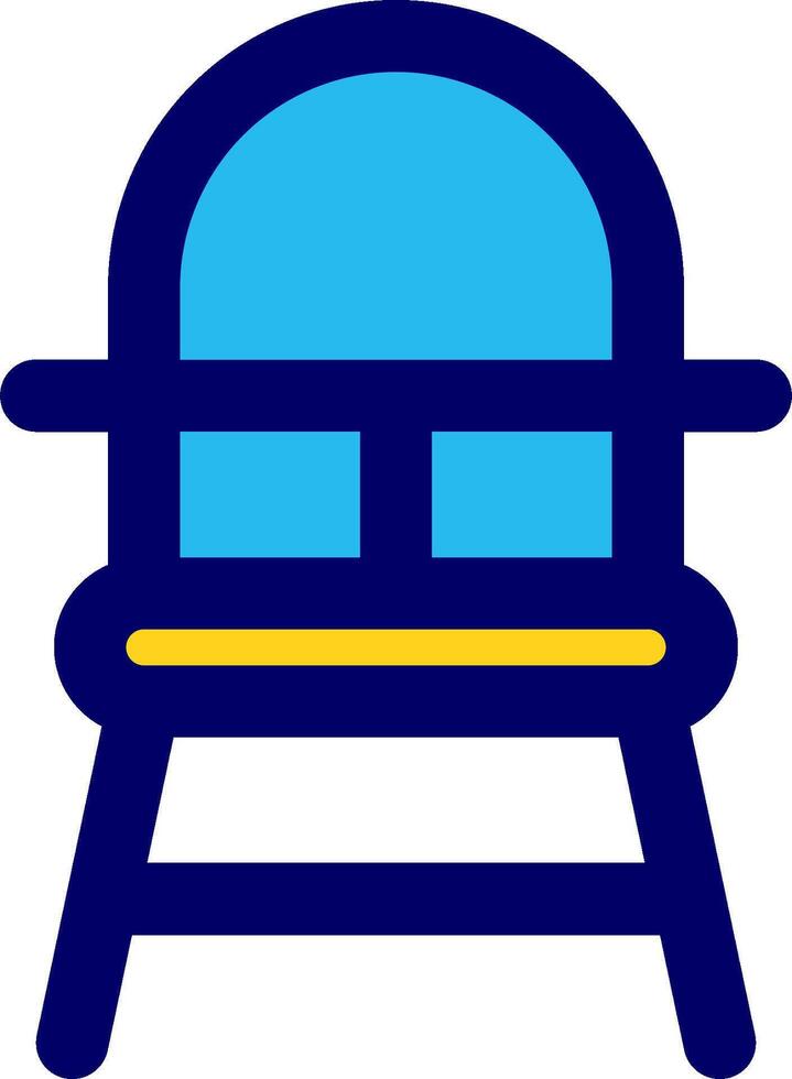 A blue high chair with a yellow seat vector