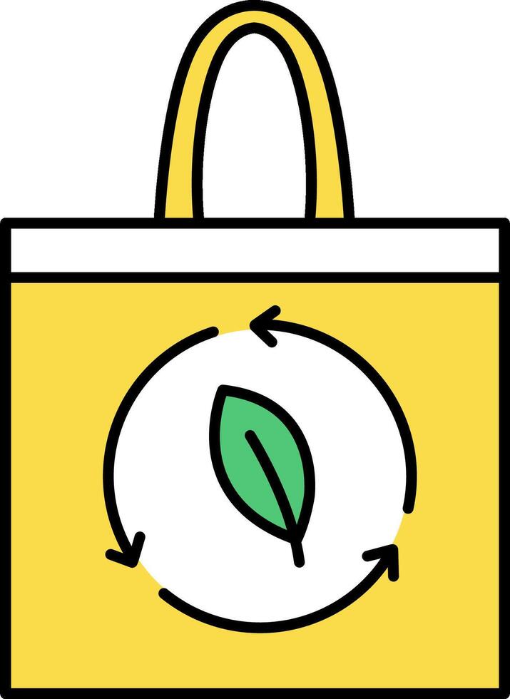 A yellow shopping bag with a green leaf inside vector