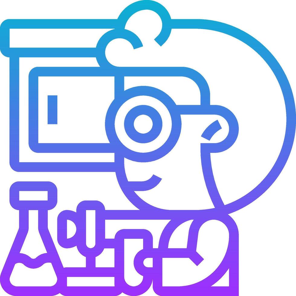 A person in a lab coat and glasses is working on a project vector