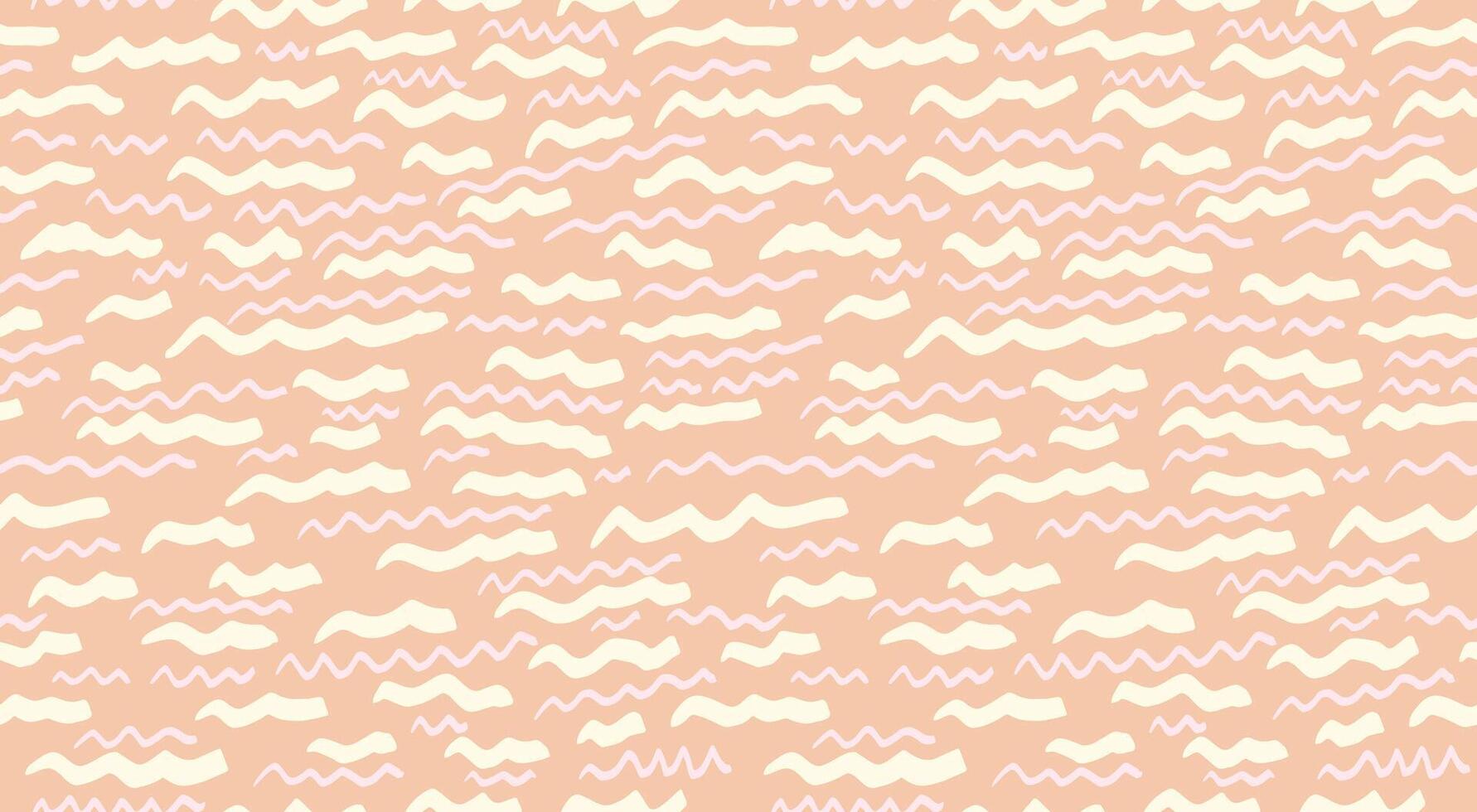 Pastel beige seamless pattern with abstract organic shapes. Cute doodle wavy lines print. hand drawn. Minimalist background ornament for designs, children textiles, cover vector
