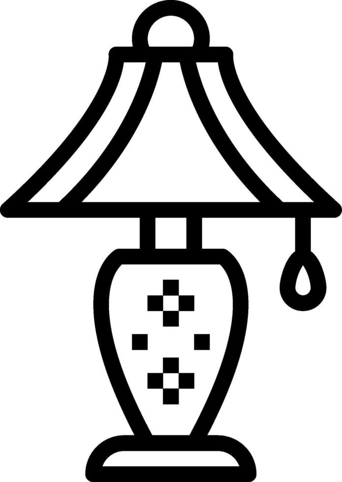 A black and white illustration of a lamp vector