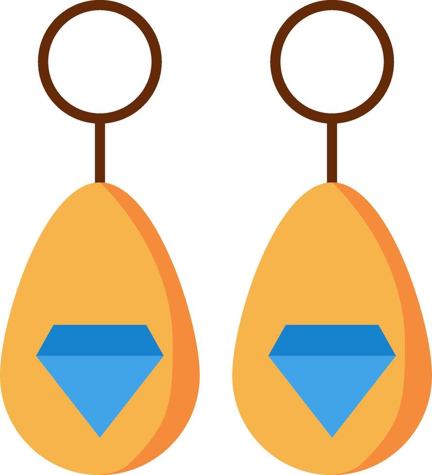 Two earrings with a blue diamond on each side vector
