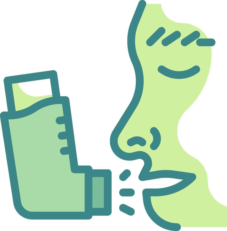 A person with an inhaler in their mouth vector