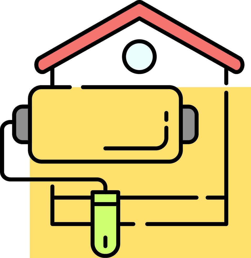 A house with a paint roller and a hose vector