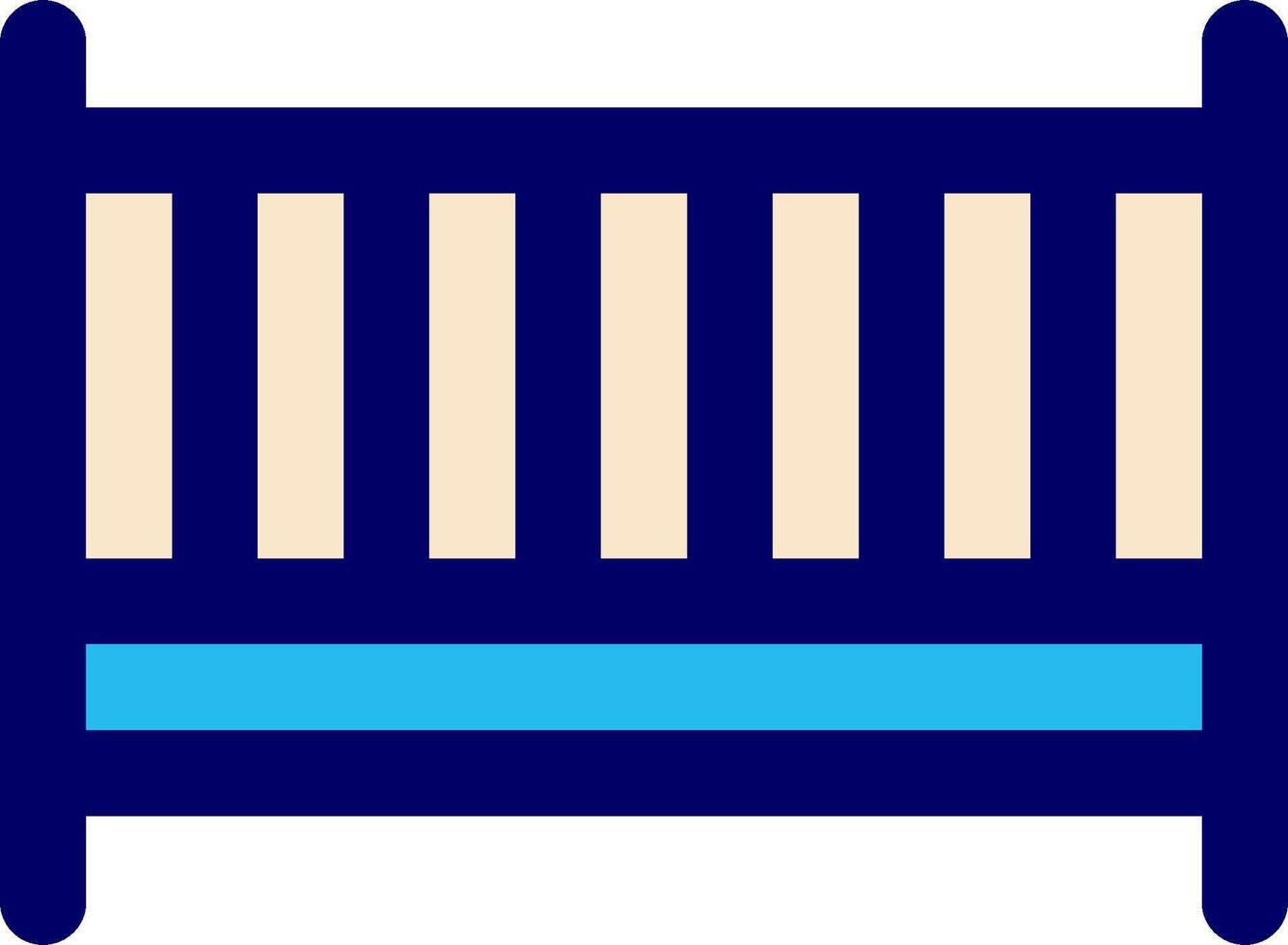 A crib with blue stripes on it vector