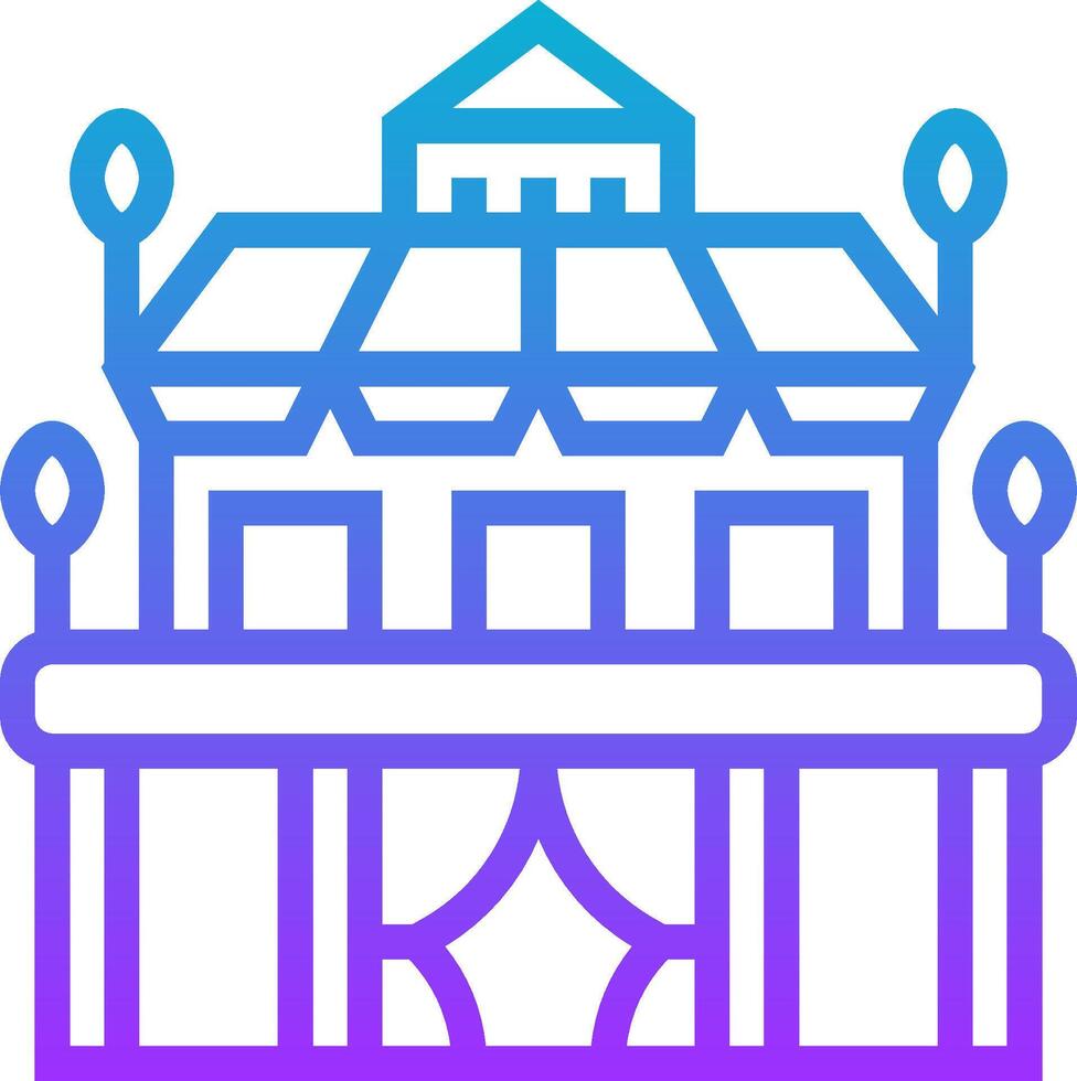 A blue and purple building icon vector