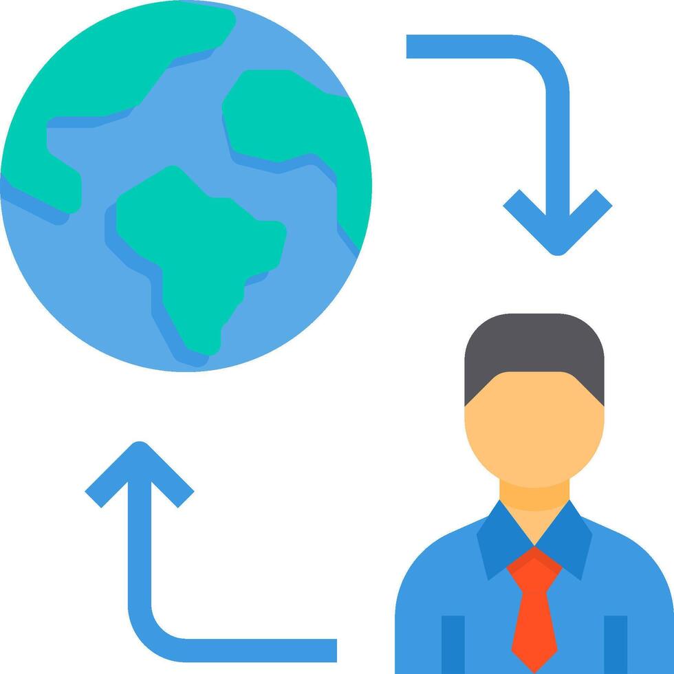 The world is connected with a man in a tie and a globe vector