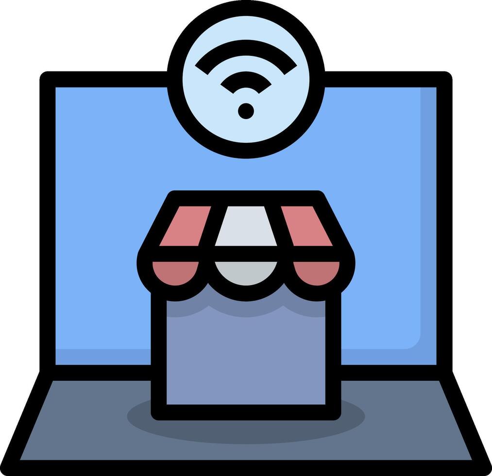 A laptop with wifi icon and a sign that says wifi vector